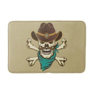 Tapis De Bain Crâne de cow-boy et os croisés