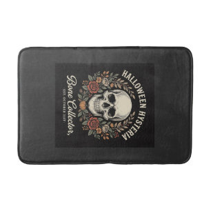 Tapis De Bain Crâne de Halloween Fleur Bone Collector Design_1