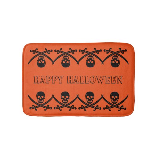 Tapis De Bain Crâne d'Halloween customisé personnalisé (Devant)