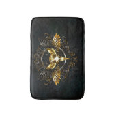 Tapis De Bain Crâne d'oiseaux dorés sur arrière - plan noir (Devant (Vertical))