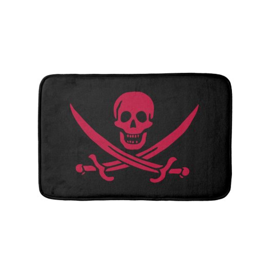 Tapis De Bain Crâne et épées de Crimson Drapeau pirate de Calico (Devant)