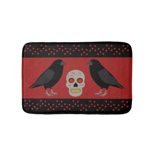 Tapis De Bain Crâne gothique et ravens du gardien Halloween (Devant)