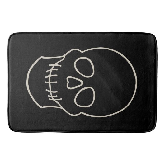 Tapis De Bain Crâne - Noir de chauve-souris et Blanc d'os (Devant)