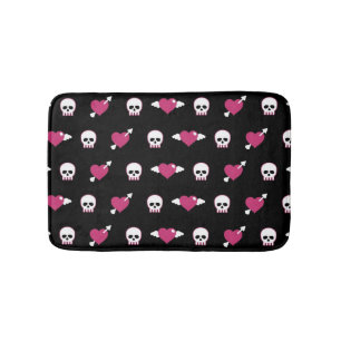 Tapis De Bain Crânes et coeurs