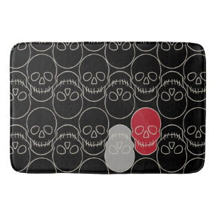 Tapis De Bain Crânes - Noir de chauve-souris et Blanc d'os