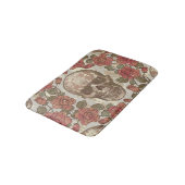 Tapis De Bain Crânes rétro et ornement Rose (Angle)