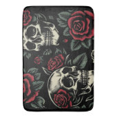 Tapis De Bain Crânes & Roses Rouges Floral Gothique  (devant Vertical)