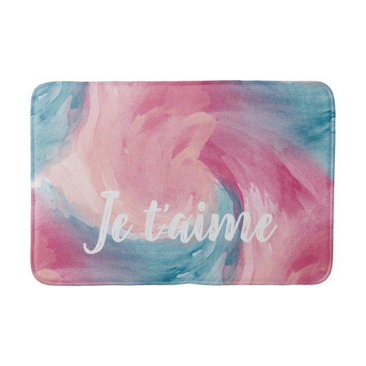 Tapis De Bain Cravate-teinture rose et bleu Peinture d'aquarelle (Devant)