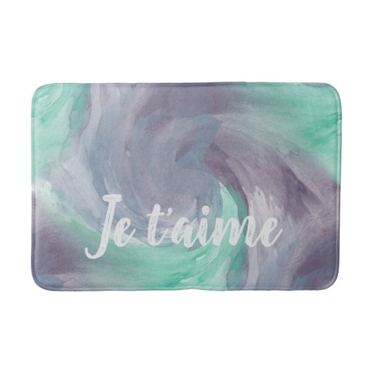 Tapis De Bain Cravate-teinture violet vert peint Aquarelle dans  (Devant)
