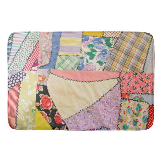 Tapis De Bain Crazy Patchwork Quilt Avec Zigzag Stitch (Devant)