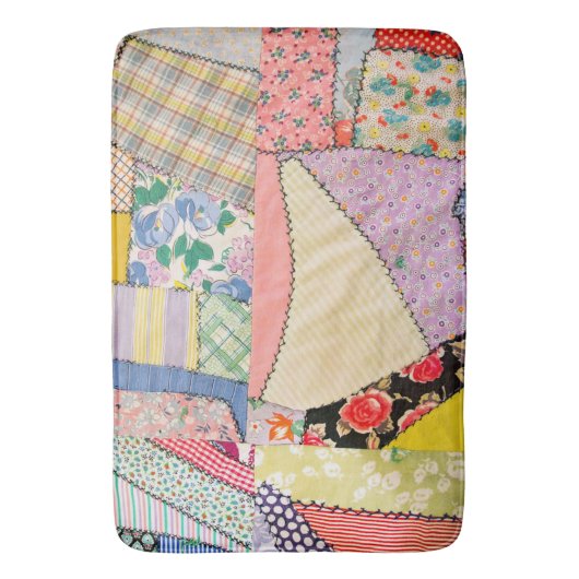 Tapis De Bain Crazy Patchwork Quilt Avec Zigzag Stitch (devant Vertical)