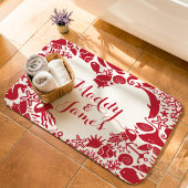 Tapis De Bain Créatures de mer rouges et blanches Couples Monogr