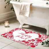 Tapis De Bain Créatures de mer rouges et blanches Couples Monogr