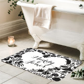 Tapis De Bain Créatures marines en noir et blanc Couples Monogra