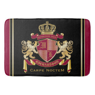 Tapis De Bain Créez votre propre blason d'armoiries d'or rouge