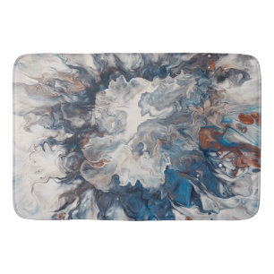 Tapis De Bain Crème Abstraite de Bronze Bleu Contemporain Gris