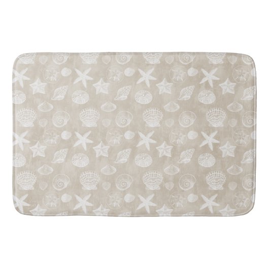 Tapis De Bain Crème Beige Blanc Coques De Plage (Devant)