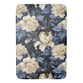 Tapis De Bain Crème bleue Floral Moderne (devant Vertical)