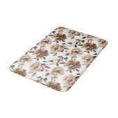 Tapis De Bain Crème Brown Fleurs blanches Noël (Angle)