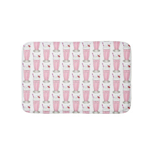 Tapis De Bain Crème de glace aux fraises roses Shoppe Milkshake