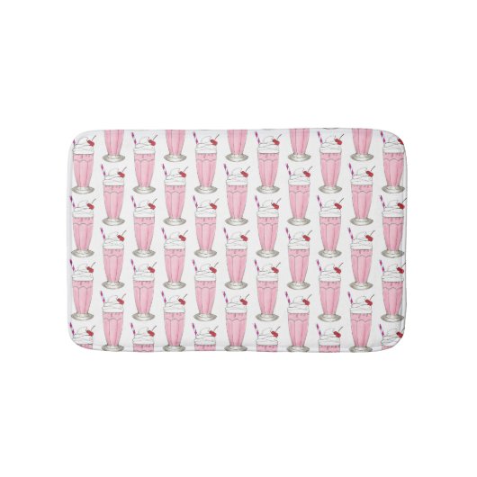 Tapis De Bain Crème de glace aux fraises roses Shoppe Milkshake (Devant)