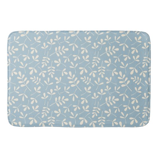 Tapis De Bain Crème Feuille agrafée sur Motif Répété bleu (Devant)