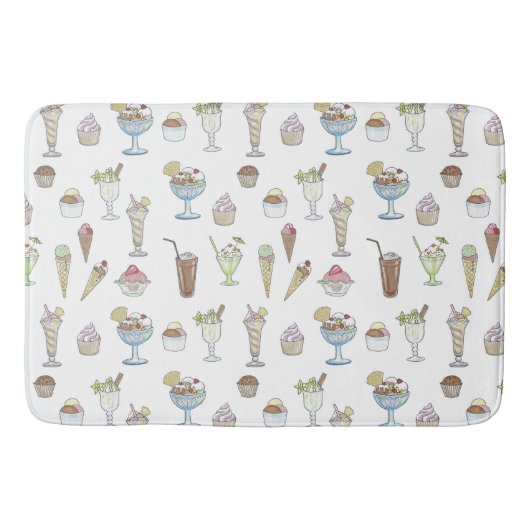 Tapis De Bain Crème glacée Sundae Desserts Motif Blanc (Devant)
