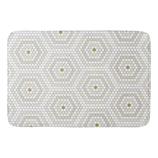Tapis De Bain Crème & Hexagon Beige Penny Tile Hex Tile Motif (Devant)