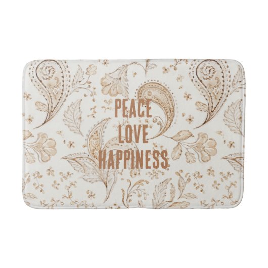 Tapis De Bain Crème Marron Boho Bohème   (Devant)