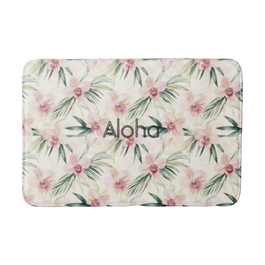 Tapis De Bain Crème rose orchidée florale (Devant)