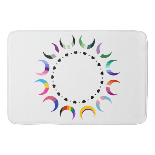 Tapis De Bain Crescent Pride Lunes et Coeurs Noirs (Devant)
