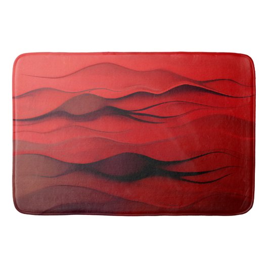 Tapis De Bain Crimson Flow – Abstract Red Waves of Motion (Devant)