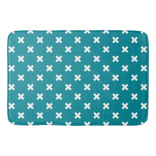 Tapis De Bain Crochets blancs sur turquoise (Devant)