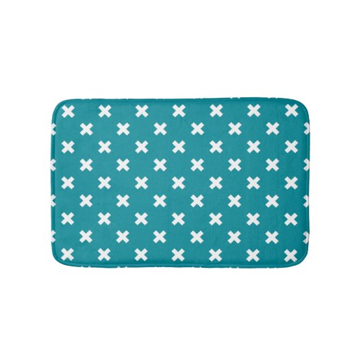 Tapis De Bain Crochets blancs sur turquoise (Devant)