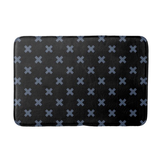 Tapis De Bain Crochets bleu-gris sur noir (Devant)