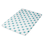 Tapis De Bain Crochets turquoises sur blanc (Angle)