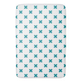Tapis De Bain Crochets turquoises sur blanc (devant Vertical)