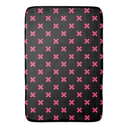 Tapis De Bain Crochis Fuchsia sur noir (devant Vertical)