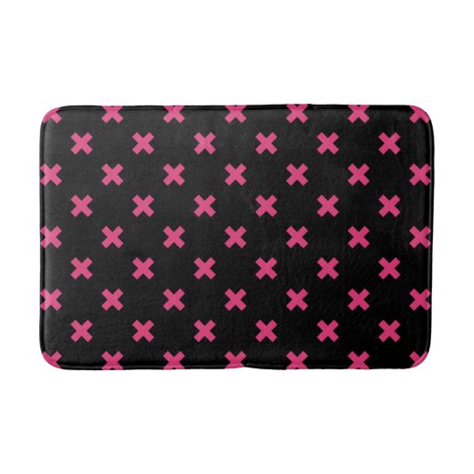 Tapis De Bain Crochis Fuchsia sur noir (Devant)