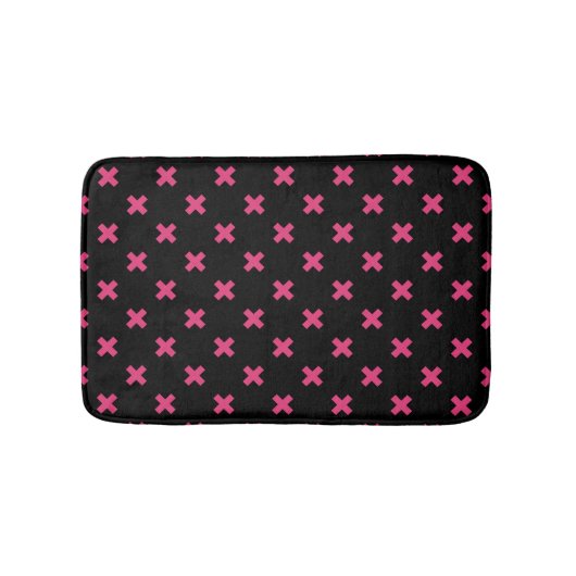 Tapis De Bain Crochis Fuchsia sur noir (Devant)
