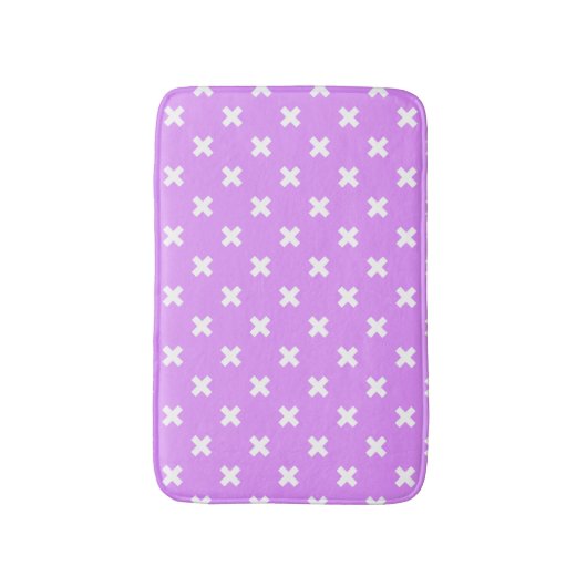 Tapis De Bain Croix blanches sur lilas (Devant (Vertical))