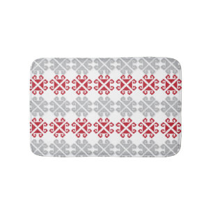 Tapis De Bain Croix géométrique rouge et gris letton