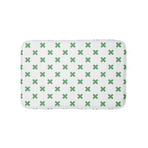 Tapis De Bain Croix verte coutures sur blanc