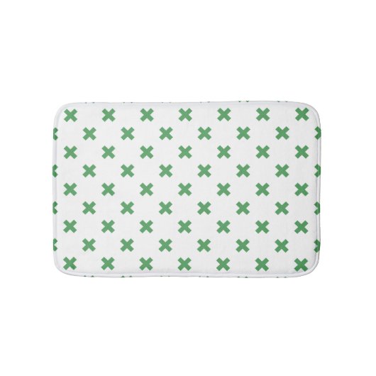 Tapis De Bain Croix verte coutures sur blanc (Devant)