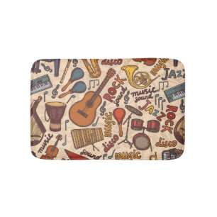 Tapis De Bain Croquis Musical : Colorful Vintage sans couture.
