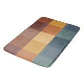 TAPIS DE BAIN CUBES TURQUOISES BLEU BROWN TAN MUSTARD (Angle)