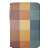 TAPIS DE BAIN CUBES TURQUOISES BLEU BROWN TAN MUSTARD (devant Vertical)