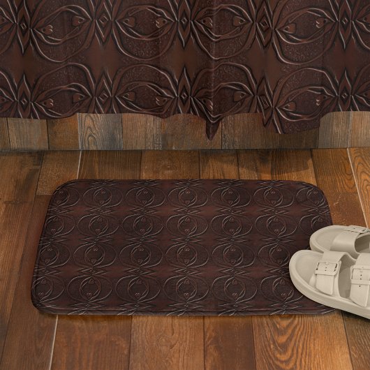 Tapis De Bain Cuir sculpté look Brown Motif sans couture