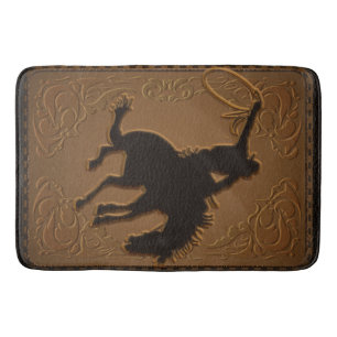 Tapis De Bain Cuir Western Far West Rustique Campagne Cowboy