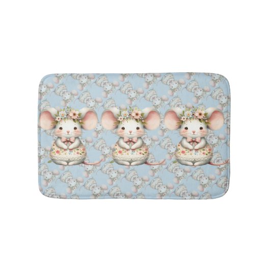 Tapis De Bain Cuisine Florale Souris Couronne Fleur (Devant)